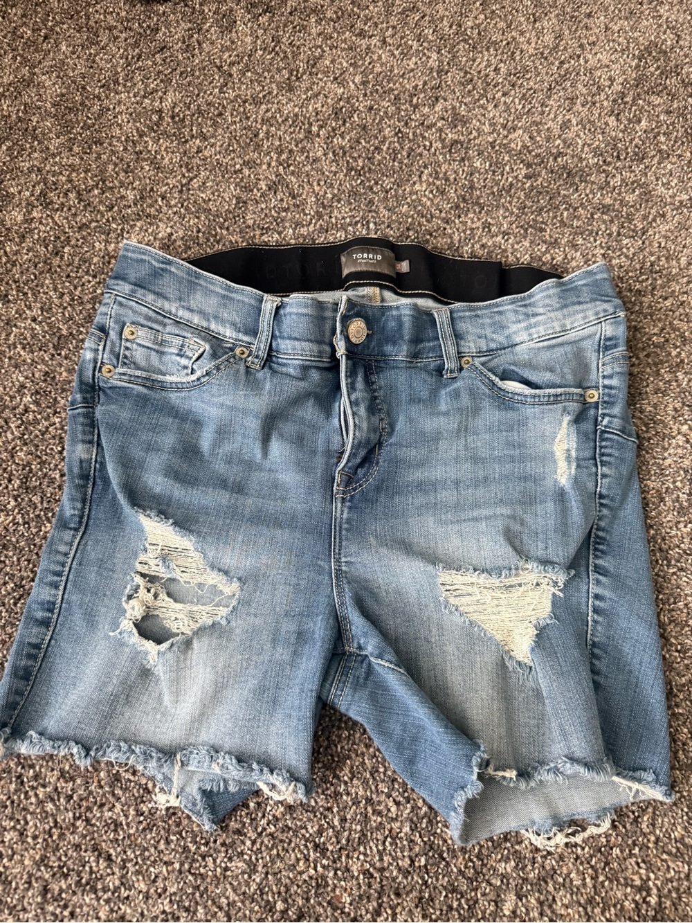 torrid Light Blue Distressed Ripped Denim Shorts